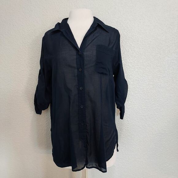 Ellen Tracy Tops - ⭐️5/$20 Ellen Tracy Navy Blue Button Down Size S
